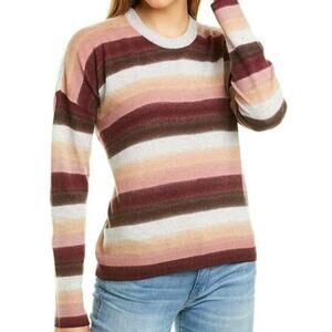 ATM Anthony Thomas Melillo Striped Wool Cashmere Blend Crewneck Sweater